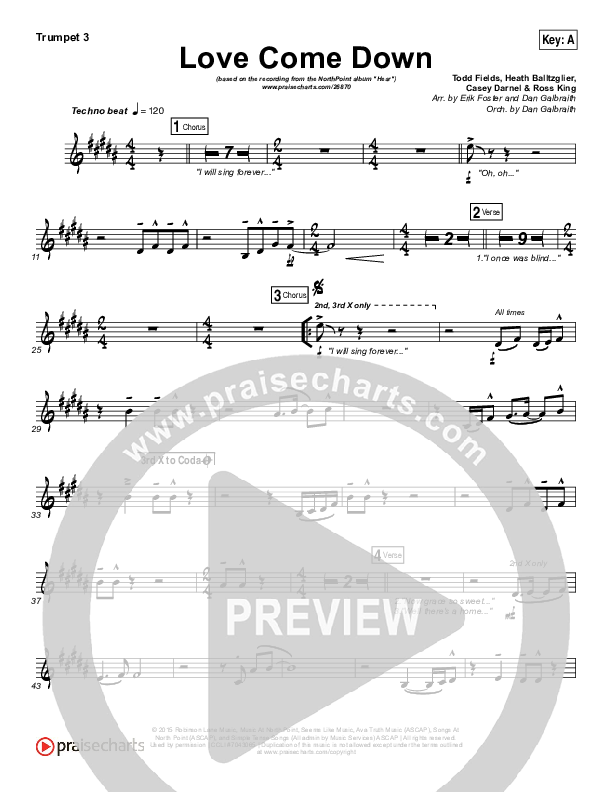 Love Come Down Trumpet 3 (Heath Balltzglier / North Point Worship)