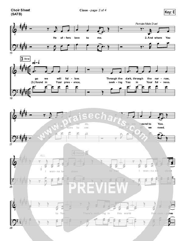 Close Choir Sheet (SATB) (Lauren Daigle / North Point Worship)
