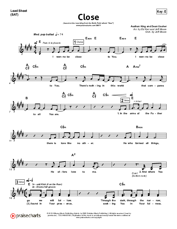 Close Lead Sheet (SAT) (Lauren Daigle / North Point Worship)