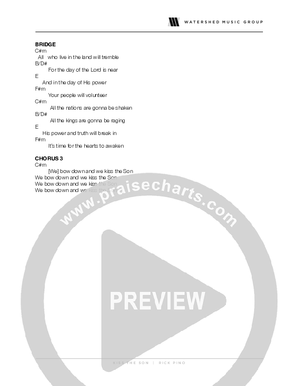 Kiss The Son Chords & Lyrics (Rick Pino)