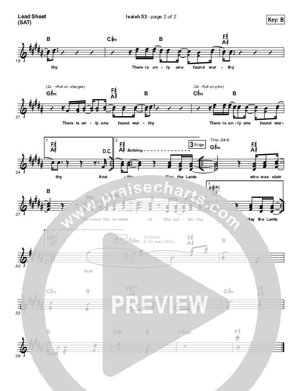 Isaiah 53 (Oh The Blood) Lead Sheet (SAT) (Rick Pino)