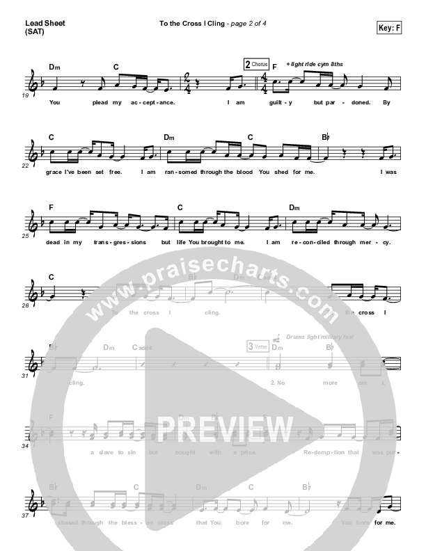 To The Cross I Cling Lead Sheet (SAT) (Matt Boswell)