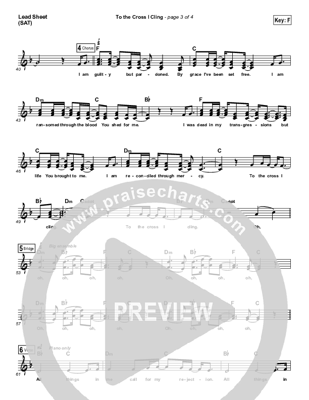 To The Cross I Cling Lead Sheet (SAT) (Matt Boswell)