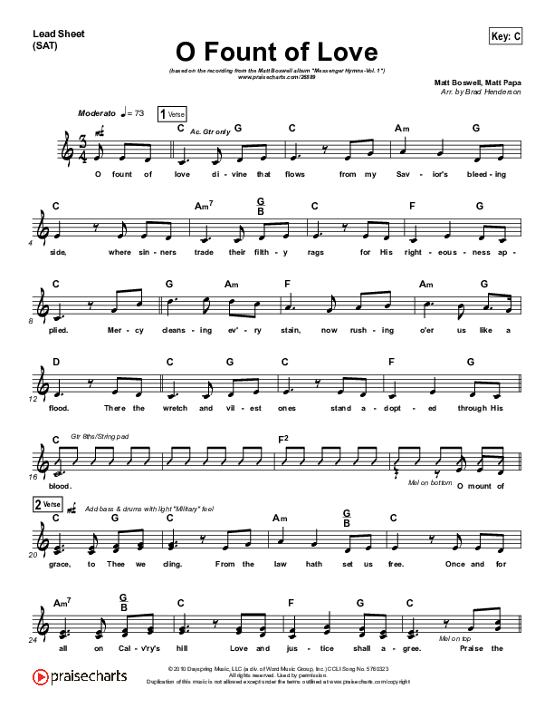 O Fount Of Love Lead (SAT) (Matt Boswell)