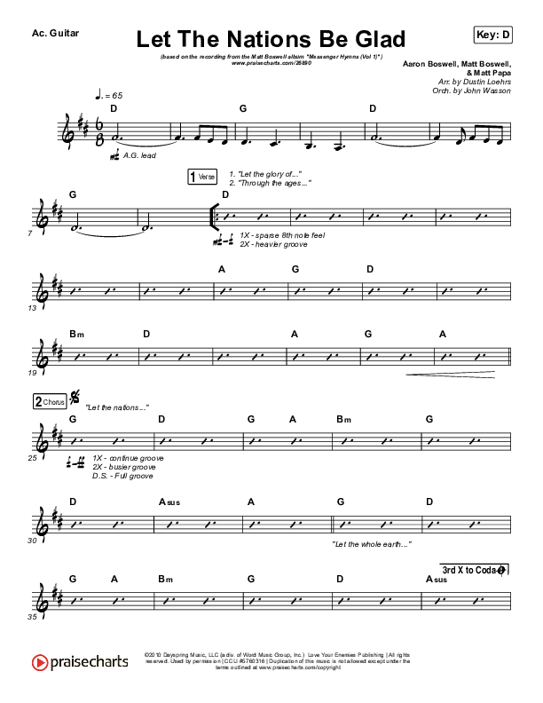 Let The Nations Be Glad Acoustic Guitar (Matt Boswell)