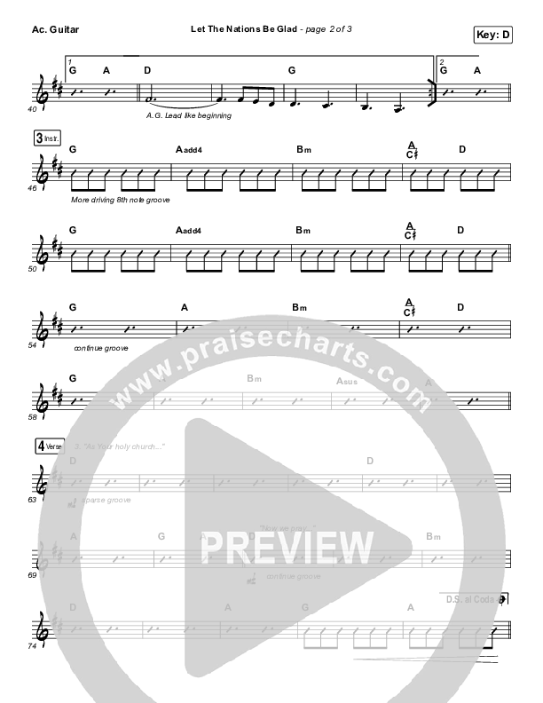 Let The Nations Be Glad Acoustic Guitar (Matt Boswell)