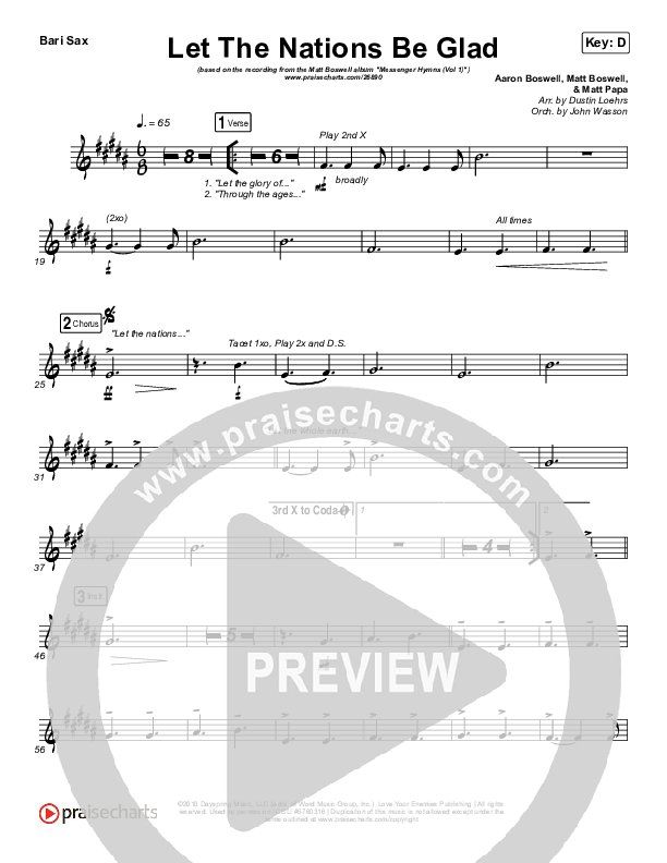 Let The Nations Be Glad Bari Sax (Matt Boswell)