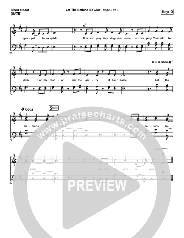 Let The Nations Be Glad Choir Vocals (SATB) (Matt Boswell)