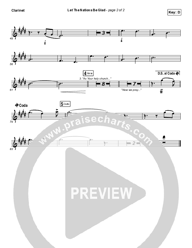 Let The Nations Be Glad Clarinet (Matt Boswell)