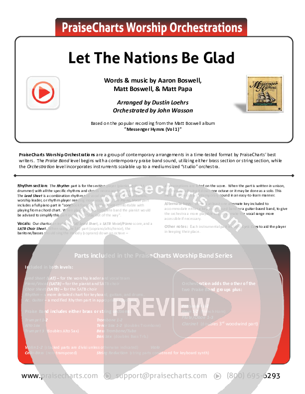 Let The Nations Be Glad Cover Sheet (Matt Boswell)