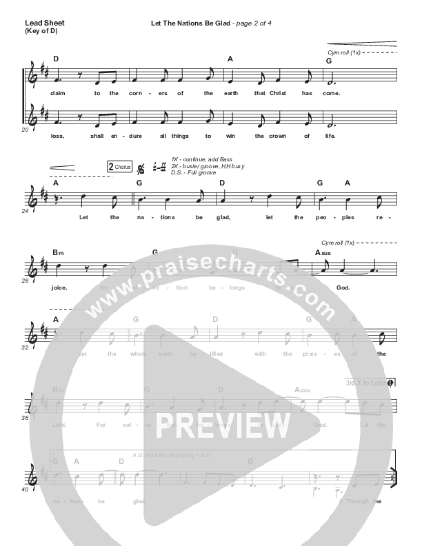 Let The Nations Be Glad Lead Sheet (Melody) (Matt Boswell)
