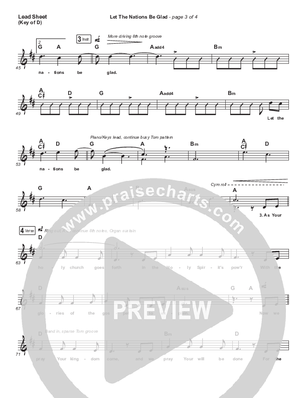 Let The Nations Be Glad Lead Sheet (Melody) (Matt Boswell)
