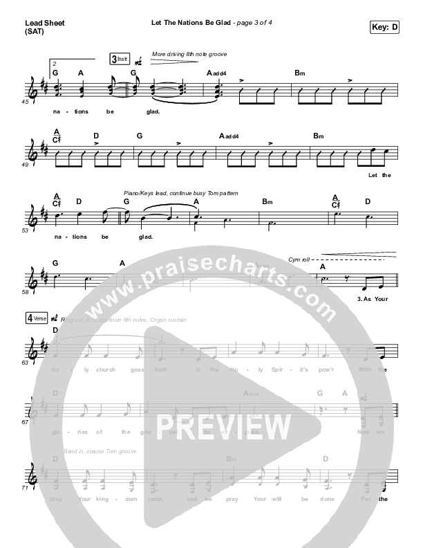 Let The Nations Be Glad Lead Sheet (SAT) (Matt Boswell)