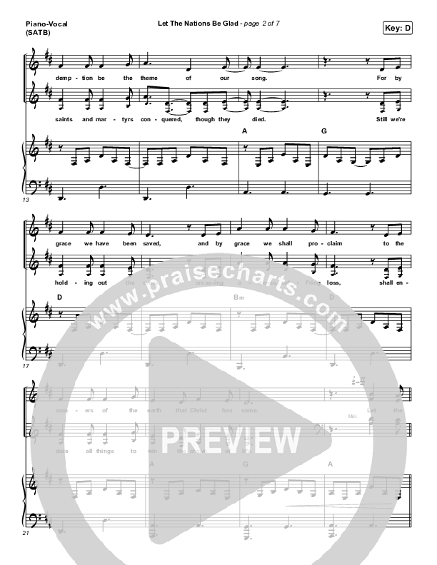 Let The Nations Be Glad Piano/Vocal (SATB) (Matt Boswell)