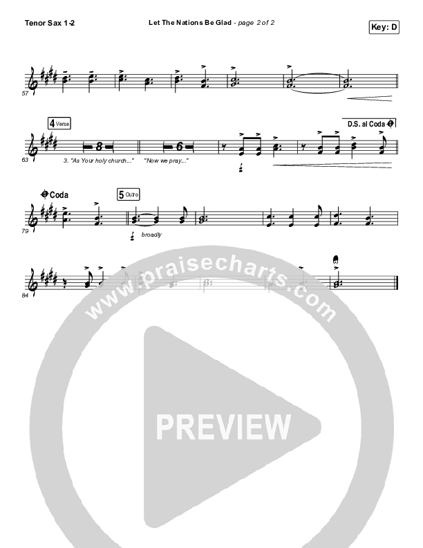 Let The Nations Be Glad Tenor Sax 1/2 (Matt Boswell)