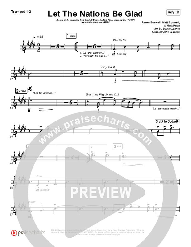 Let The Nations Be Glad Trumpet 1,2 (Matt Boswell)