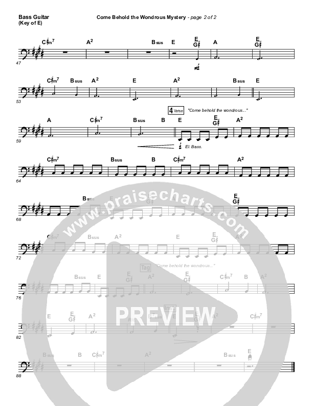 Come Behold The Wondrous Mystery Bass Guitar (Matt Boswell)