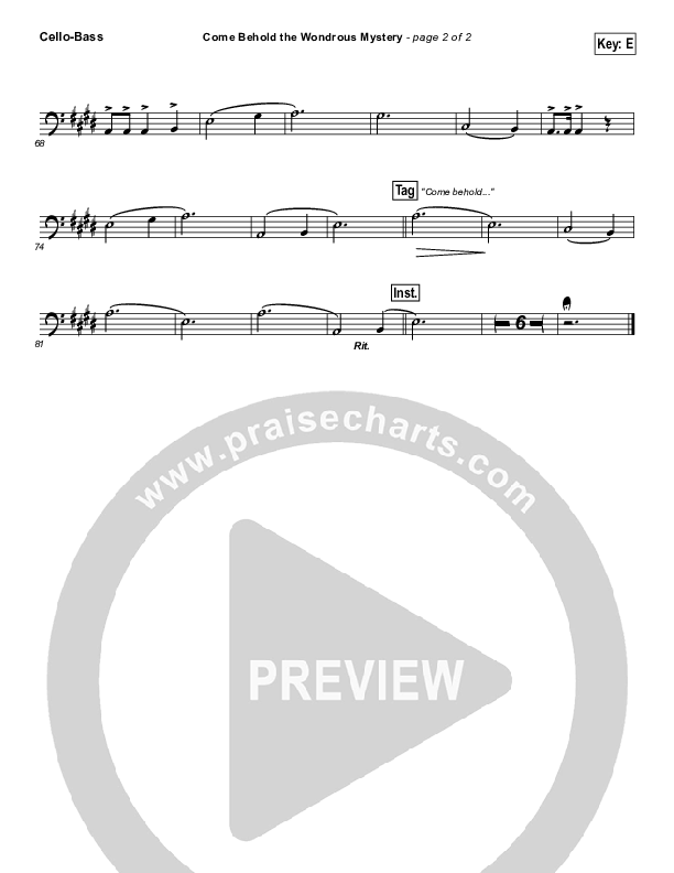 Come Behold The Wondrous Mystery Cello/Bass (Matt Boswell)