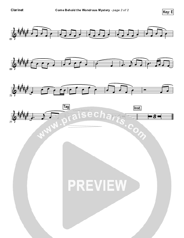 Come Behold The Wondrous Mystery Clarinet (Matt Boswell)