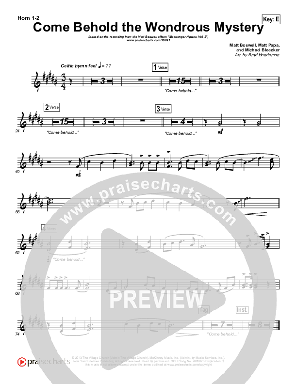 Come Behold The Wondrous Mystery Brass Pack (Matt Boswell)