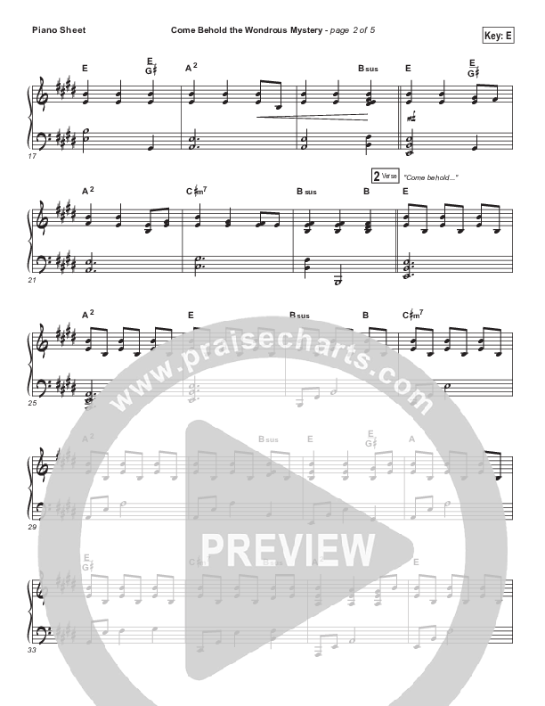 Come Behold The Wondrous Mystery Piano Sheet (Matt Boswell)