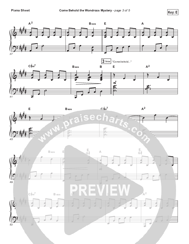 Come Behold The Wondrous Mystery Piano Sheet (Matt Boswell)