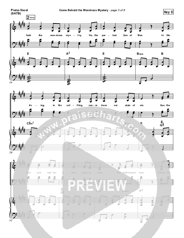 Come Behold The Wondrous Mystery Piano/Vocal (SATB) (Matt Boswell)