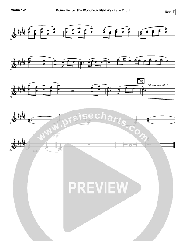 Come Behold The Wondrous Mystery Violin 1/2 (Matt Boswell)