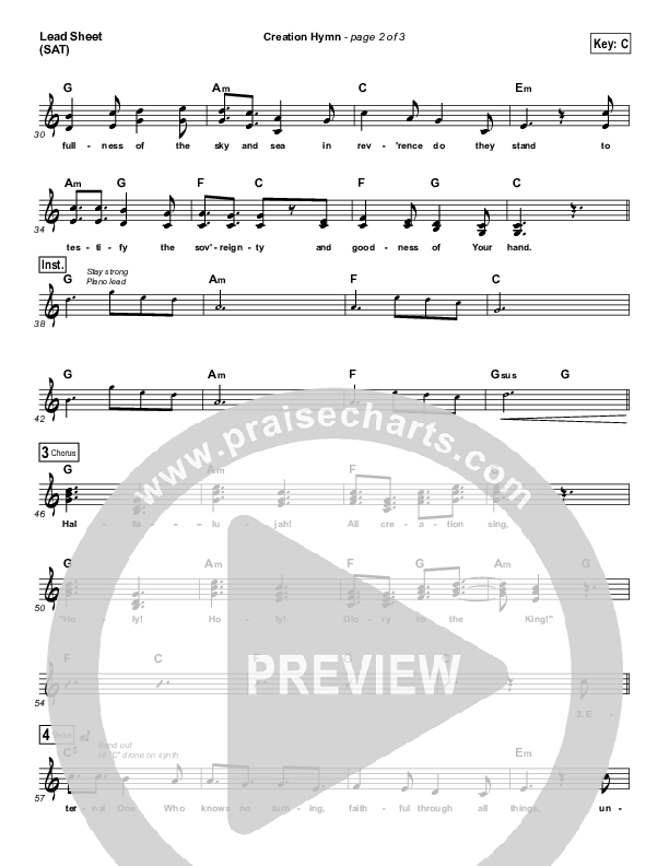 Creation Hymn Lead Sheet (SAT) (Matt Boswell)