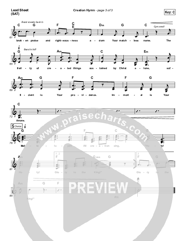 Creation Hymn Lead Sheet (SAT) (Matt Boswell)