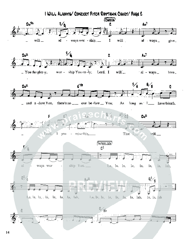 I Will Always Lead Sheet (Martha Munizzi)