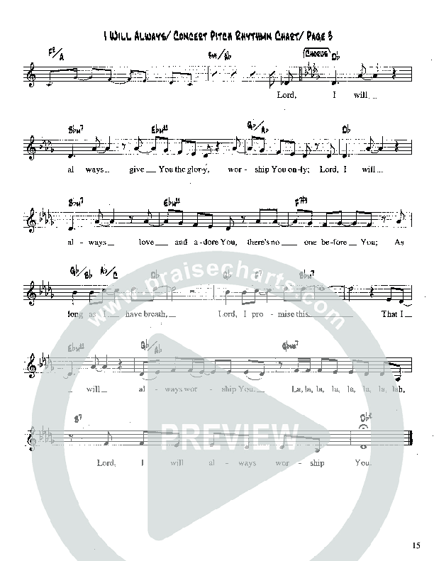 I Will Always Lead Sheet (Martha Munizzi)