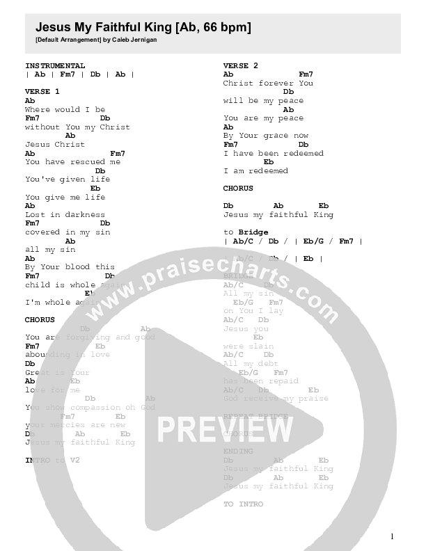 Jesus My Faithful King Chords & Lyrics (Caleb Jernigan)