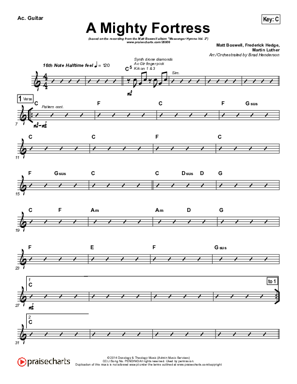 A Mighty Fortress Is Our God Acoustic Guitar (Matt Boswell)