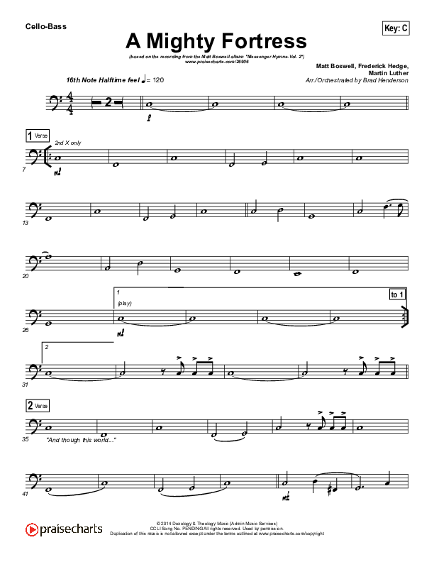 A Mighty Fortress Is Our God Cello/Bass (Matt Boswell)
