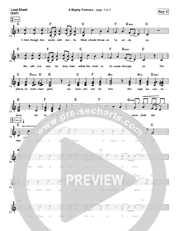 A Mighty Fortress Is Our God Lead Sheet (SAT) (Matt Boswell)