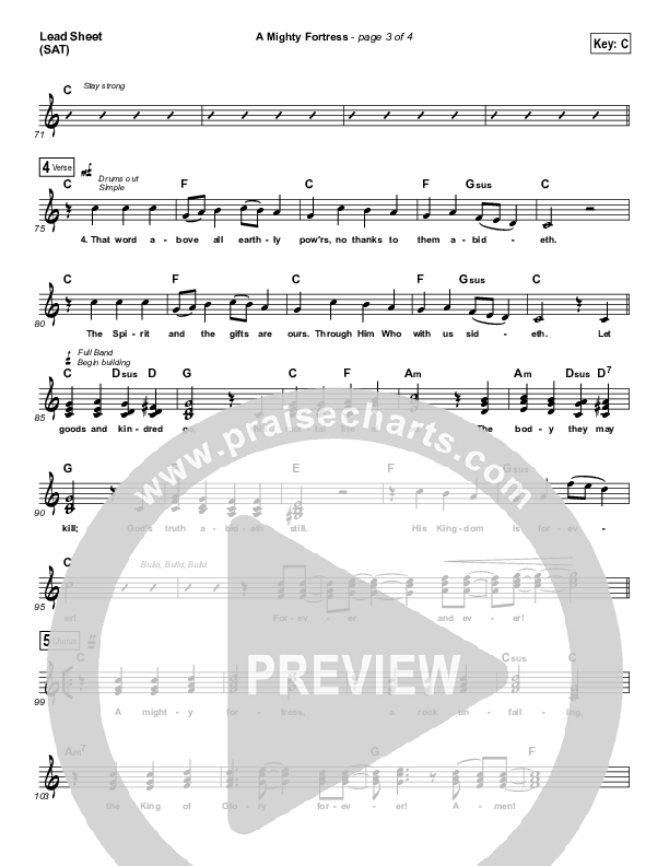 A Mighty Fortress Is Our God Lead Sheet (SAT) (Matt Boswell)