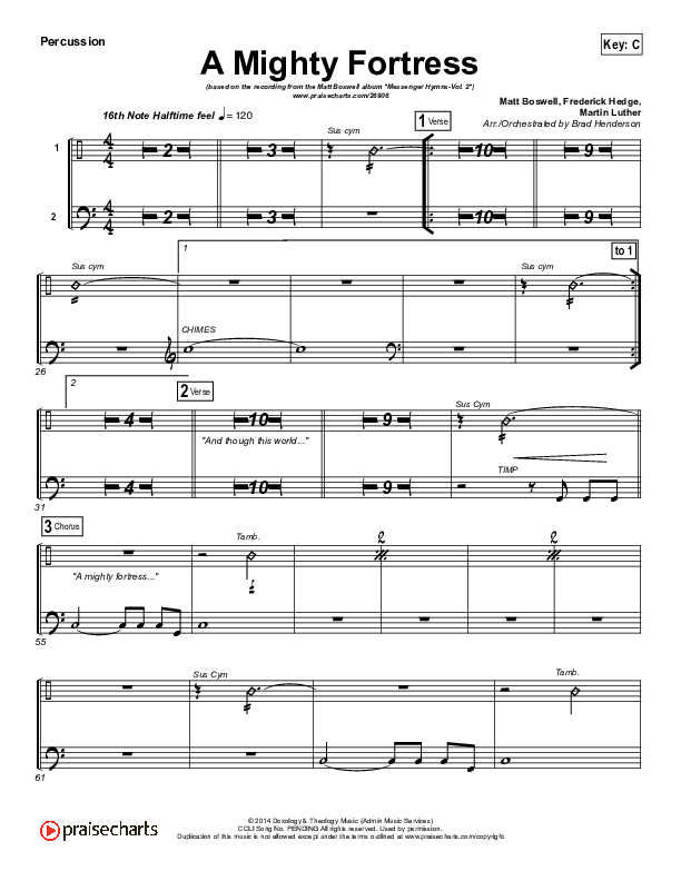 A Mighty Fortress Is Our God Percussion (Matt Boswell)