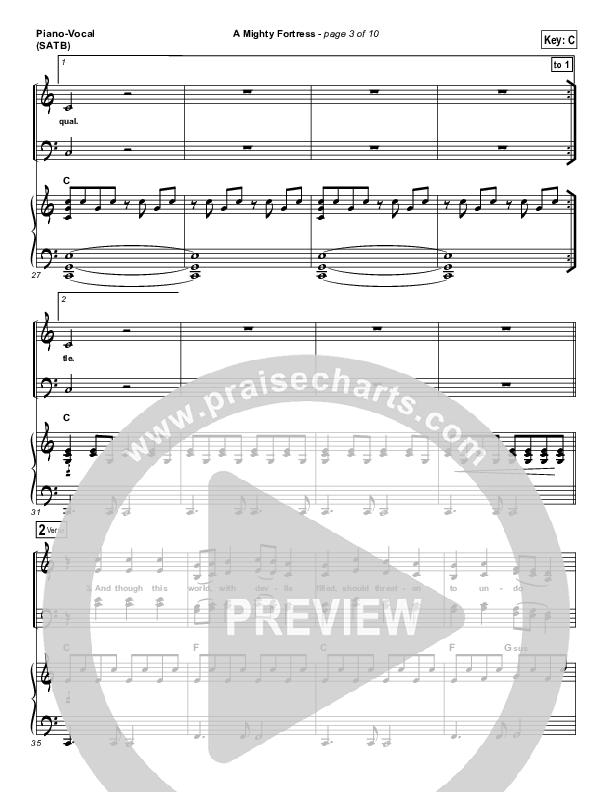 A Mighty Fortress Is Our God Piano/Vocal (SATB) (Matt Boswell)