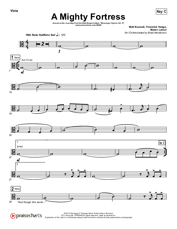 A Mighty Fortress Is Our God Viola (Matt Boswell)