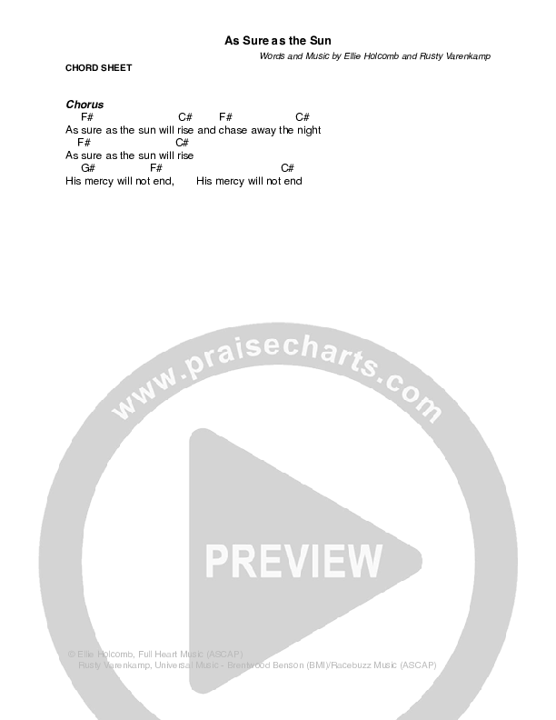 As Sure As The Sun Chords & Lyrics (Ellie Holcomb)