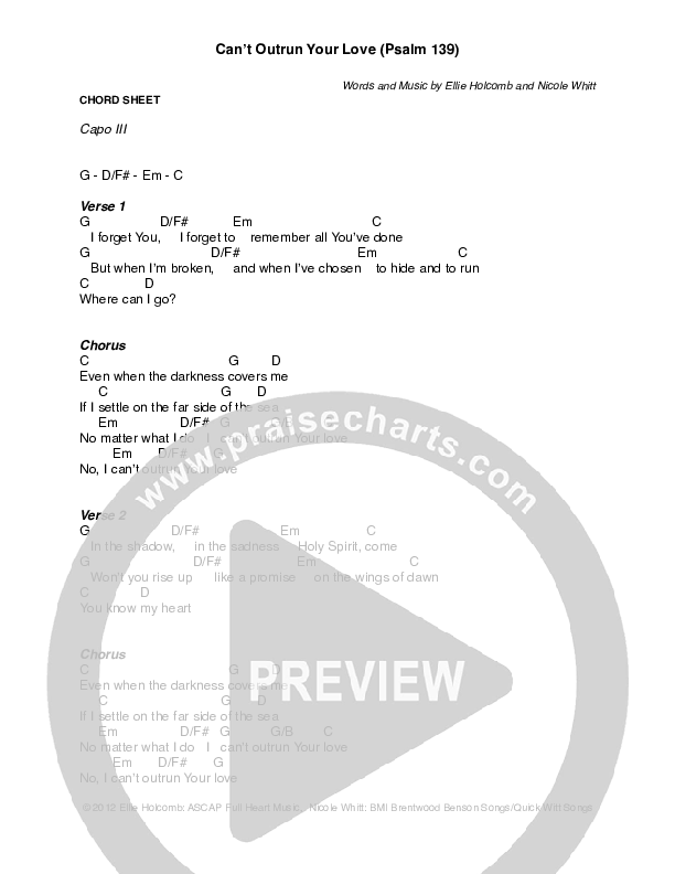 Can't Outrun Your Love Chords & Lyrics (Ellie Holcomb)