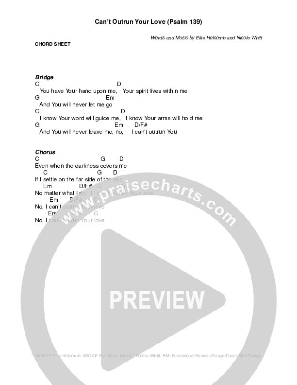 Can't Outrun Your Love Chords & Lyrics (Ellie Holcomb)