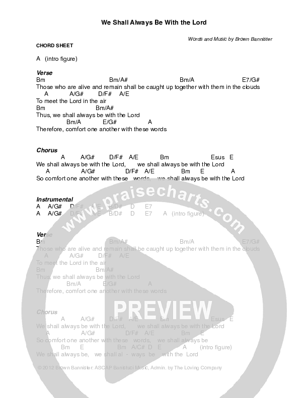 We Shall Always Be With The Lord Chord Chart (Ellie Holcomb)