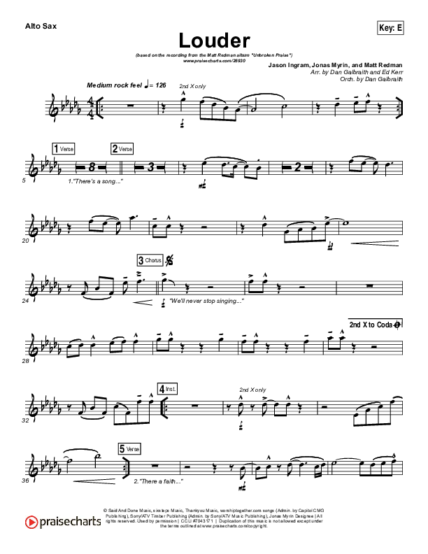 Louder Alto Sax (Matt Redman)