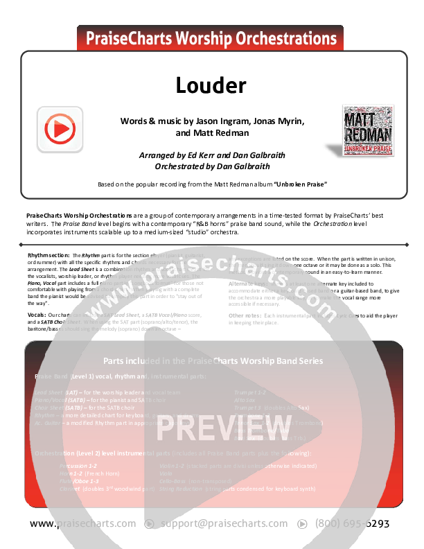 Louder Cover Sheet (Matt Redman)