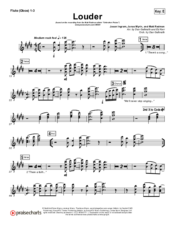 Louder Flute/Oboe 1/2/3 (Matt Redman)