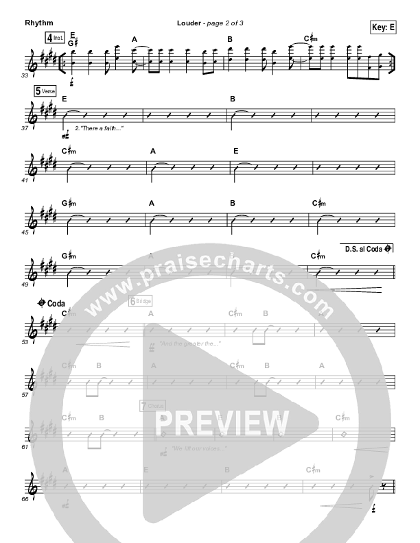 Louder Rhythm Chart (Matt Redman)