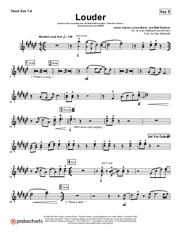 Louder Tenor Sax 1/2 (Matt Redman)