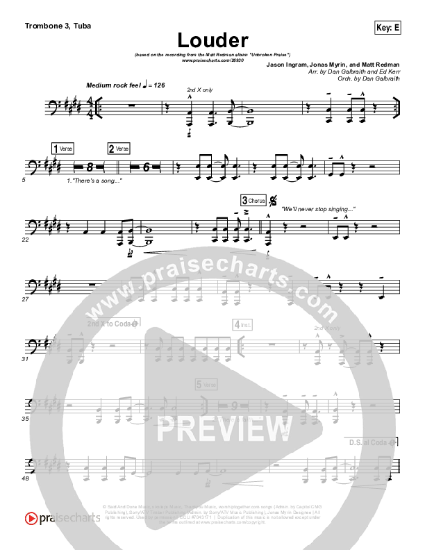 Louder Trombone 3/Tuba (Matt Redman)